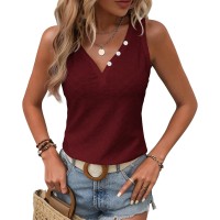 KILISU Womens Muscle Tank Tops Eyelet Embroidery Shirts Casual Loose Solid Color Sleeveless Tops Dressy Blouses