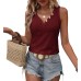 KILISU Womens Muscle Tank Tops Eyelet Embroidery Shirts Casual Loose Solid Color Sleeveless Tops Dressy Blouses