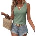 KILISU Womens Muscle Tank Tops Eyelet Embroidery Shirts Casual Loose Solid Color Sleeveless Tops Dressy Blouses